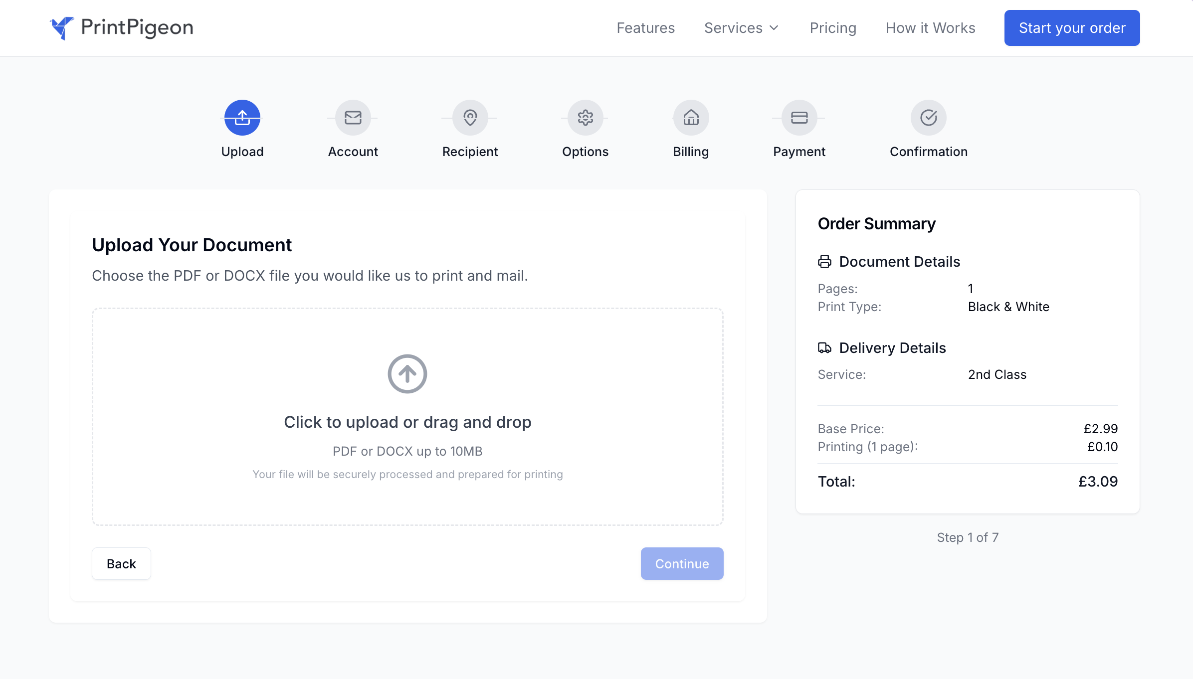 Send a letter with PrintPigeon